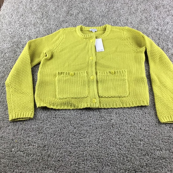 Splendid‎ Yellow Textured Knit Button Front Cropped Cardigan Sweater Size XS NWT - Picture 2 of 10